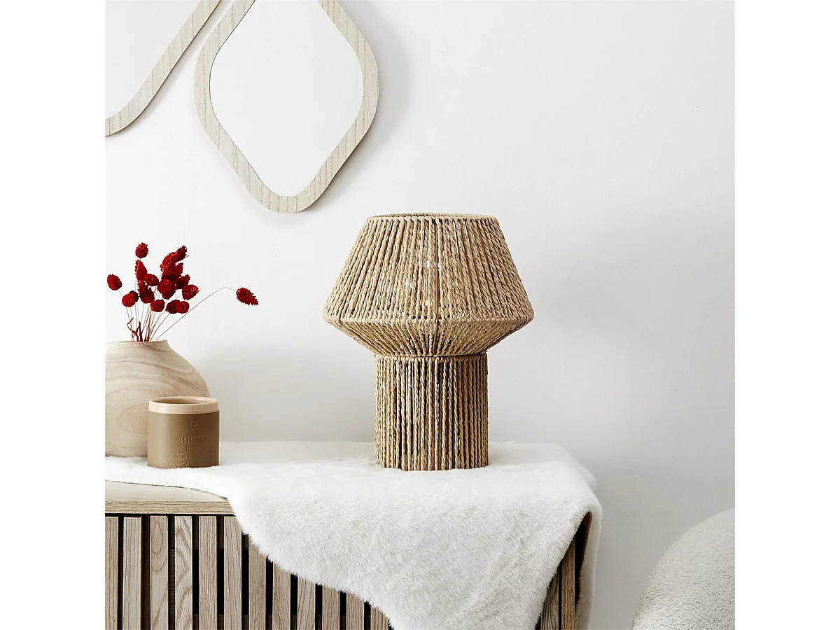 Lampe à Poser Effet Corde Tressée Forme Géométrique - MIREL