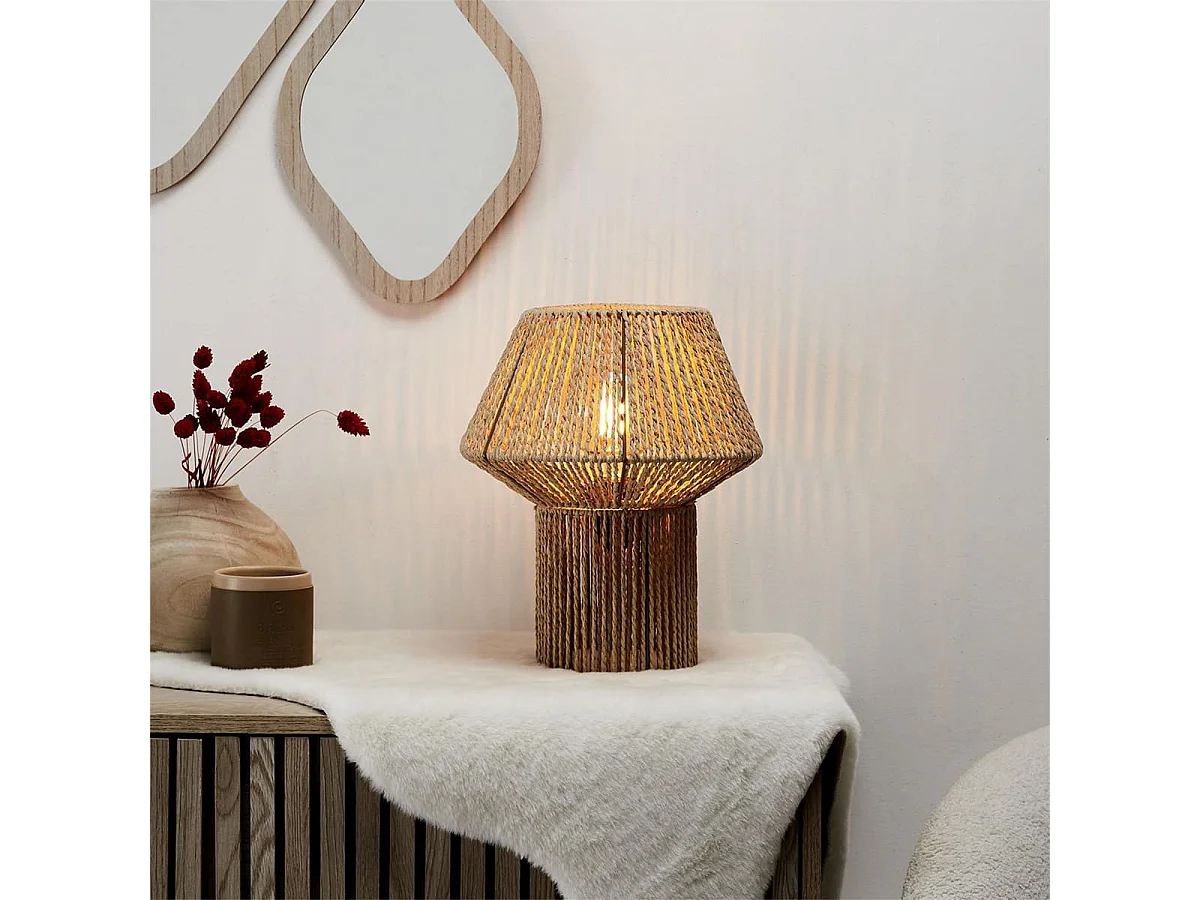 Lampe à Poser Effet Corde Tressée Forme Géométrique - MIREL