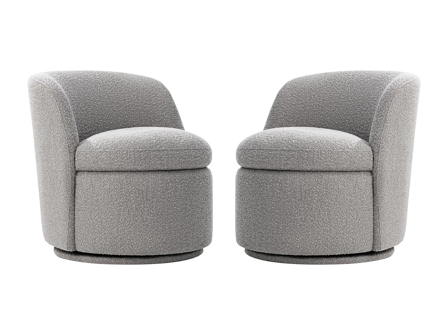 Lot De 2 Fauteuils Baquet Pivotants CHITA, Sièges Rembourrés Confortables En Fausse Angora Certifié FSC, Pour Salon-Gris