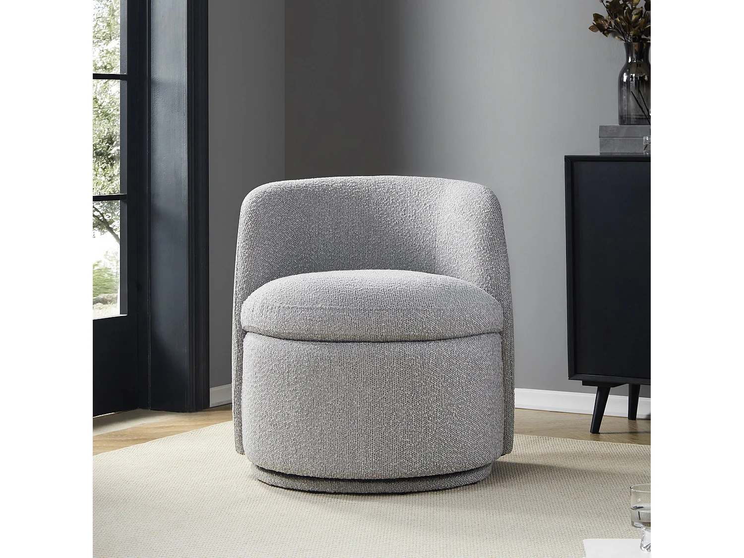 Lot De 2 Fauteuils Baquet Pivotants CHITA, Sièges Rembourrés Confortables En Fausse Angora Certifié FSC, Pour Salon-Gris