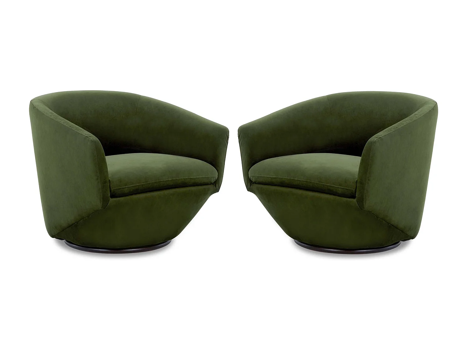 Lot De 2 Fauteuils Pivotants CHITA, Tissu Velours, Pour Salon, Fauteuils Ronds Avec Base Métallique-Vert
