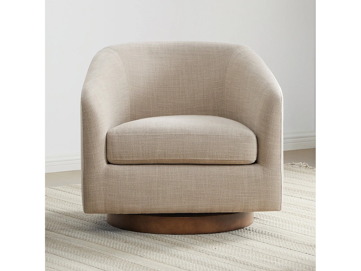 Fauteuil Pivotant CHITA, Siège Baquet Rembourré En Tissu Certifié FSC, Pour Salon-Beige