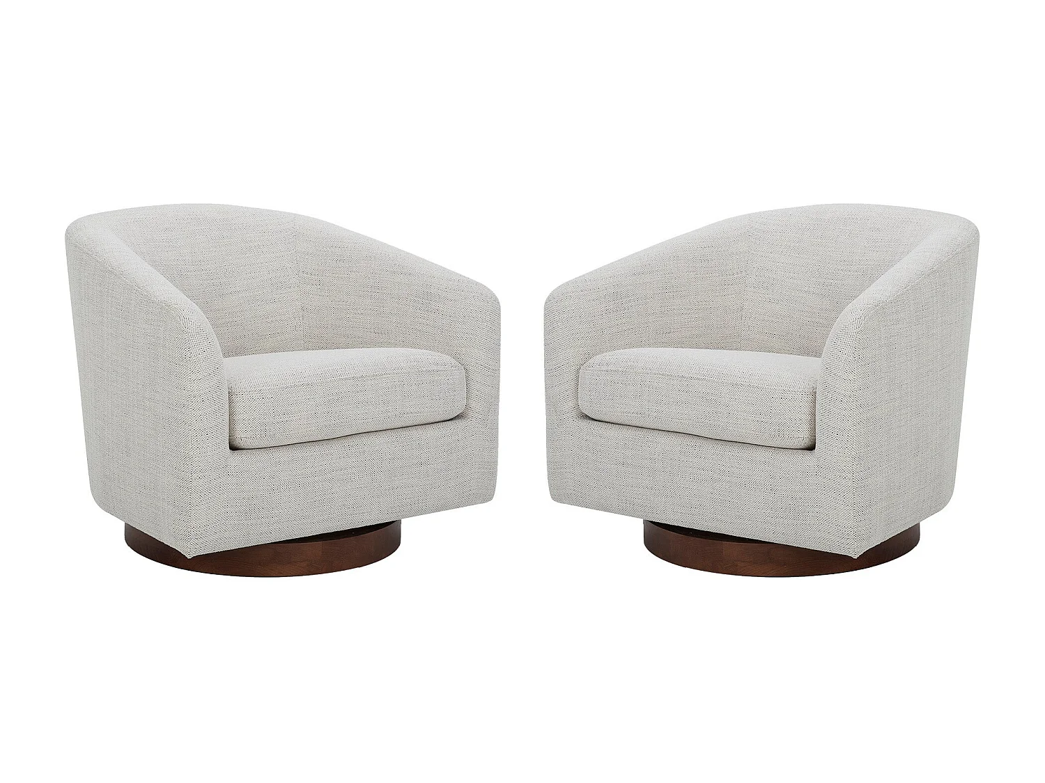 Lot De 2 Fauteuils Pivotants CHITA, Sièges Baquet Rembourrés En Tissu Certifié FSC, Pour Salon-Blanc