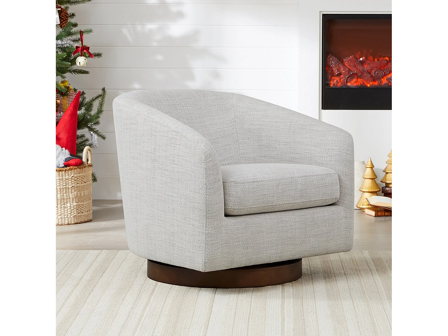 Lot De 2 Fauteuils Pivotants CHITA, Sièges Baquet Rembourrés En Tissu Certifié FSC, Pour Salon-Blanc