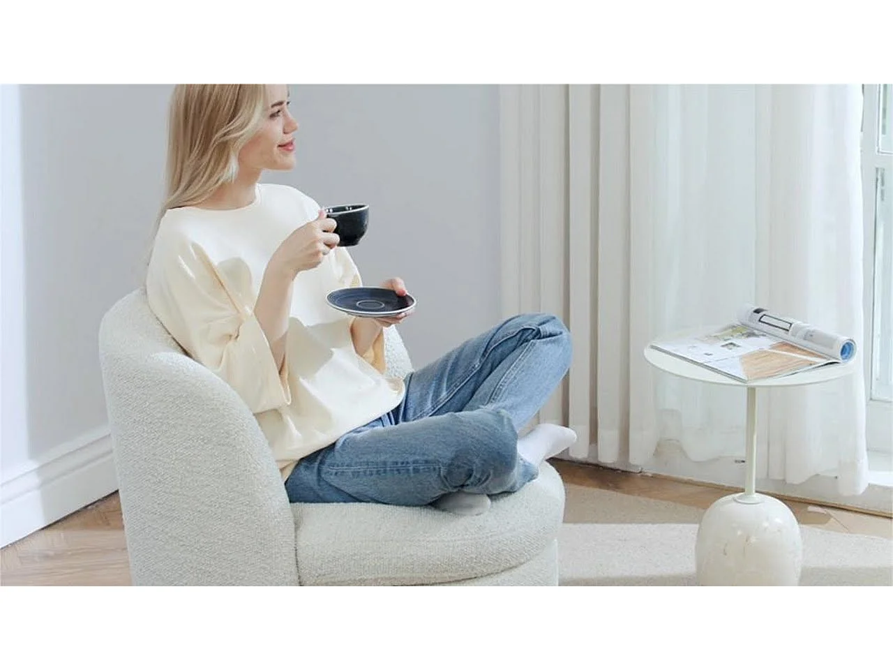 Fauteuil Baquet Pivotant CHITA, Siège Rembourré Confortable En Fausse Angora Certifié FSC, Pour Salon-Gris