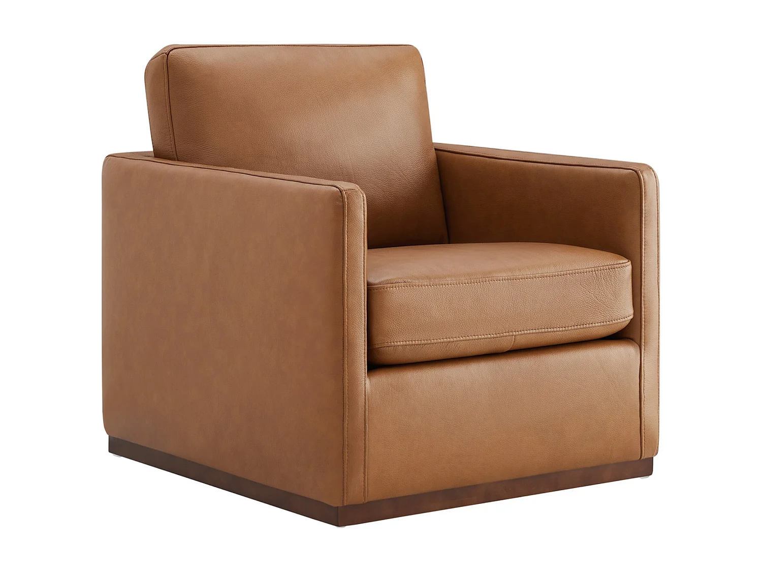 Fauteuil Pivotant En Cuir Véritable CHITA, Fauteuil Moderne Médiéval Certifié FSC Pour Salon Et Chambre, Entièrement Assemblé, Assise Sellier-Marron