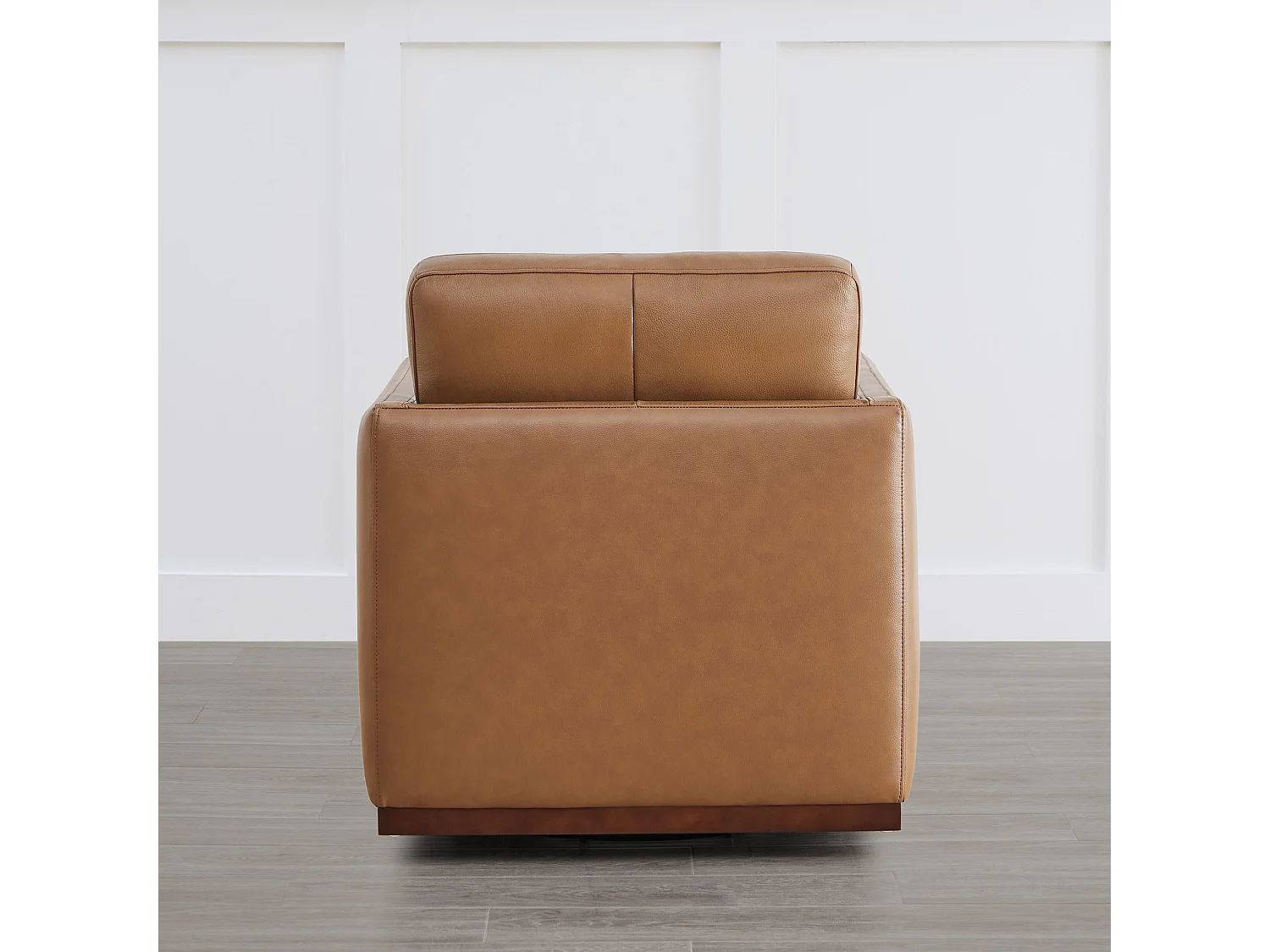Fauteuil Pivotant En Cuir Véritable CHITA, Fauteuil Moderne Médiéval Certifié FSC Pour Salon Et Chambre, Entièrement Assemblé, Assise Sellier-Marron
