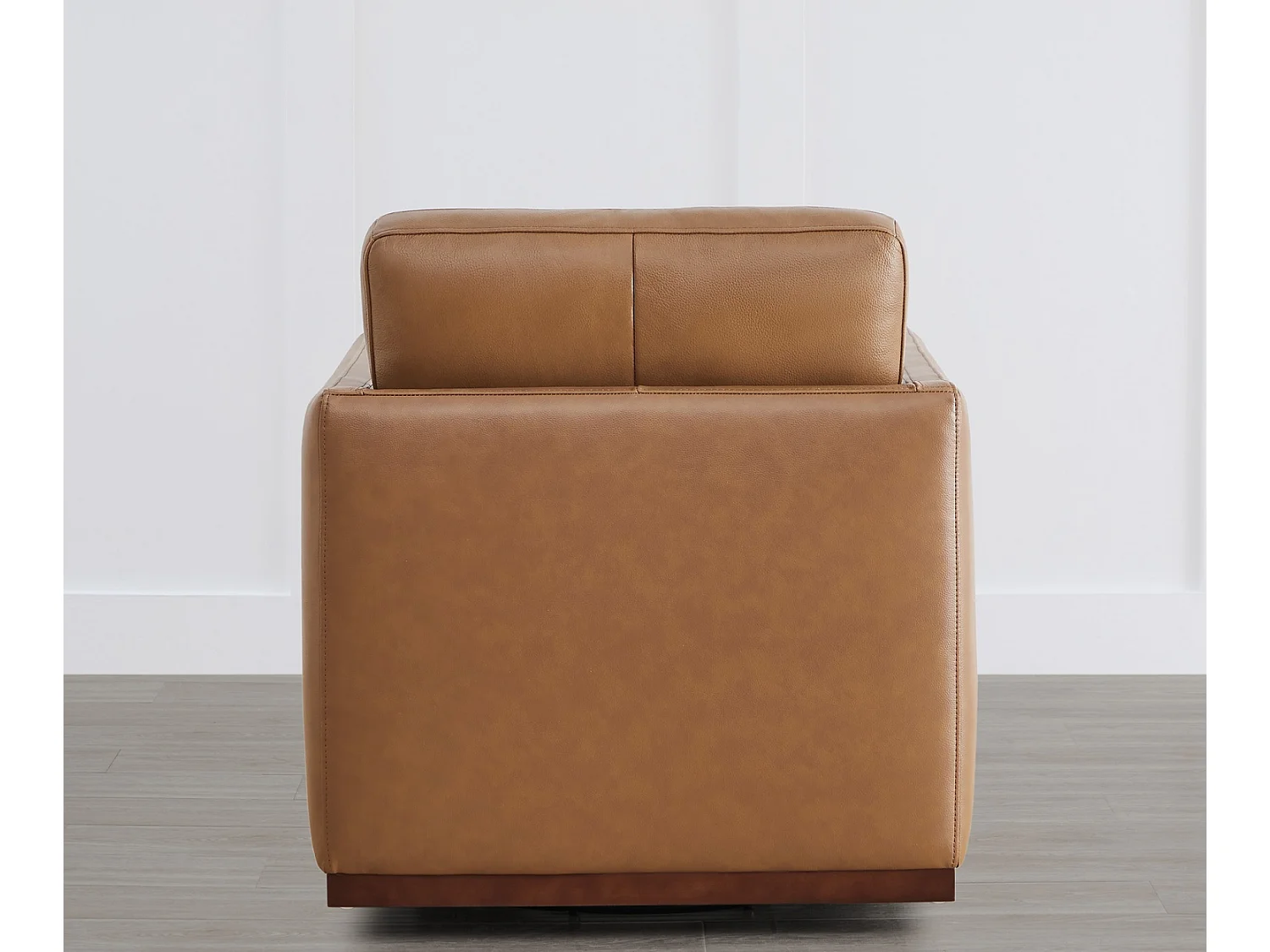 Fauteuil Pivotant En Cuir Véritable CHITA, Fauteuil Moderne Médiéval Certifié FSC Pour Salon Et Chambre, Entièrement Assemblé, Assise Sellier-Marron