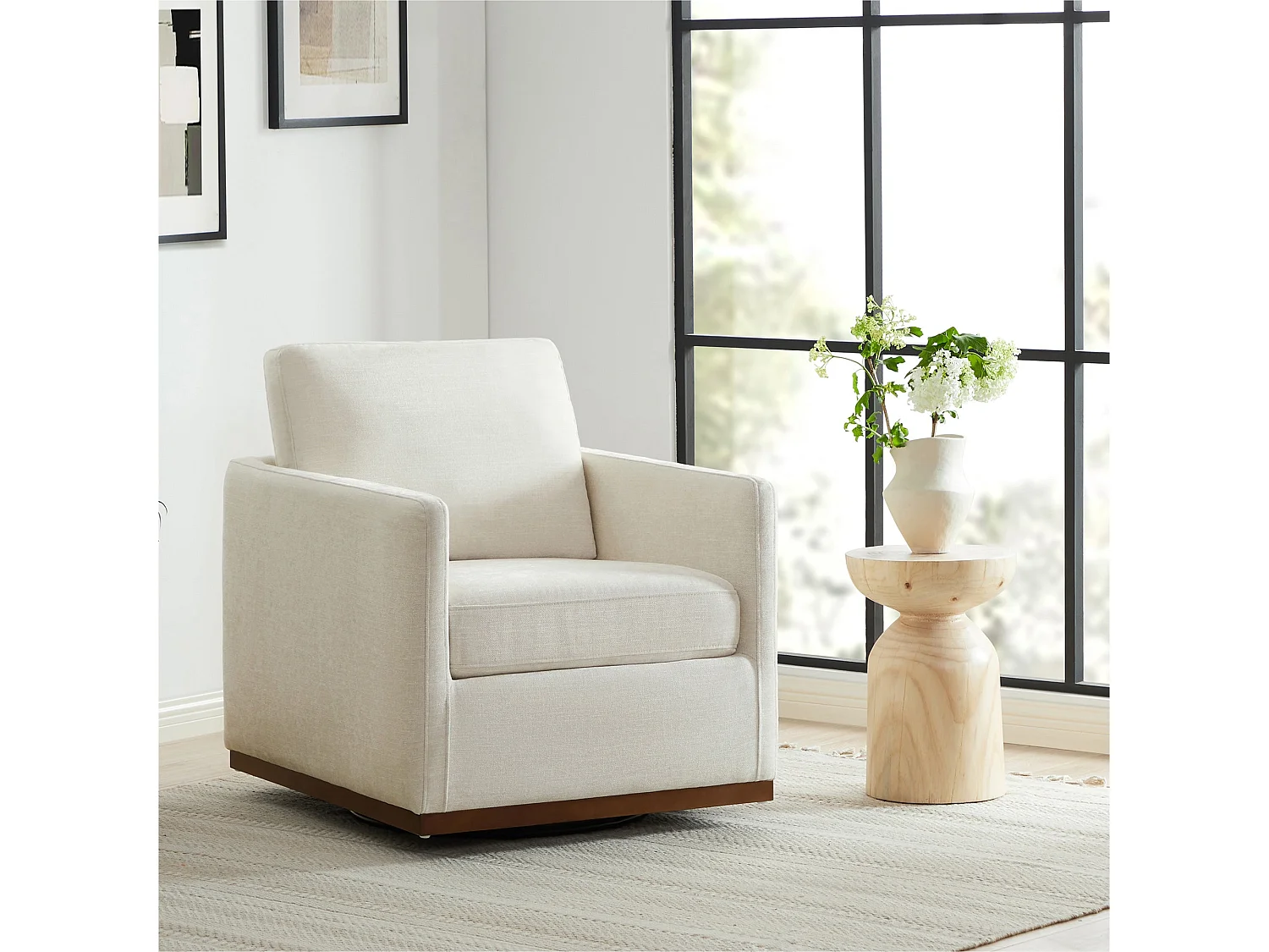 Lot De 2 Fauteuils Pivotants En Cuir Véritable CHITA, Fauteuils Modernes Médiévaux Certifiés FSC Pour Salon Et Chambre, Entièrement Assemblé, Assise Sellier-Blanc