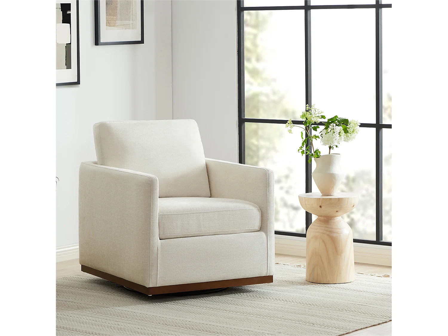 Lot De 2 Fauteuils Pivotants En Cuir Véritable CHITA, Fauteuils Modernes Médiévaux Certifiés FSC Pour Salon Et Chambre, Entièrement Assemblé, Assise Sellier-Blanc