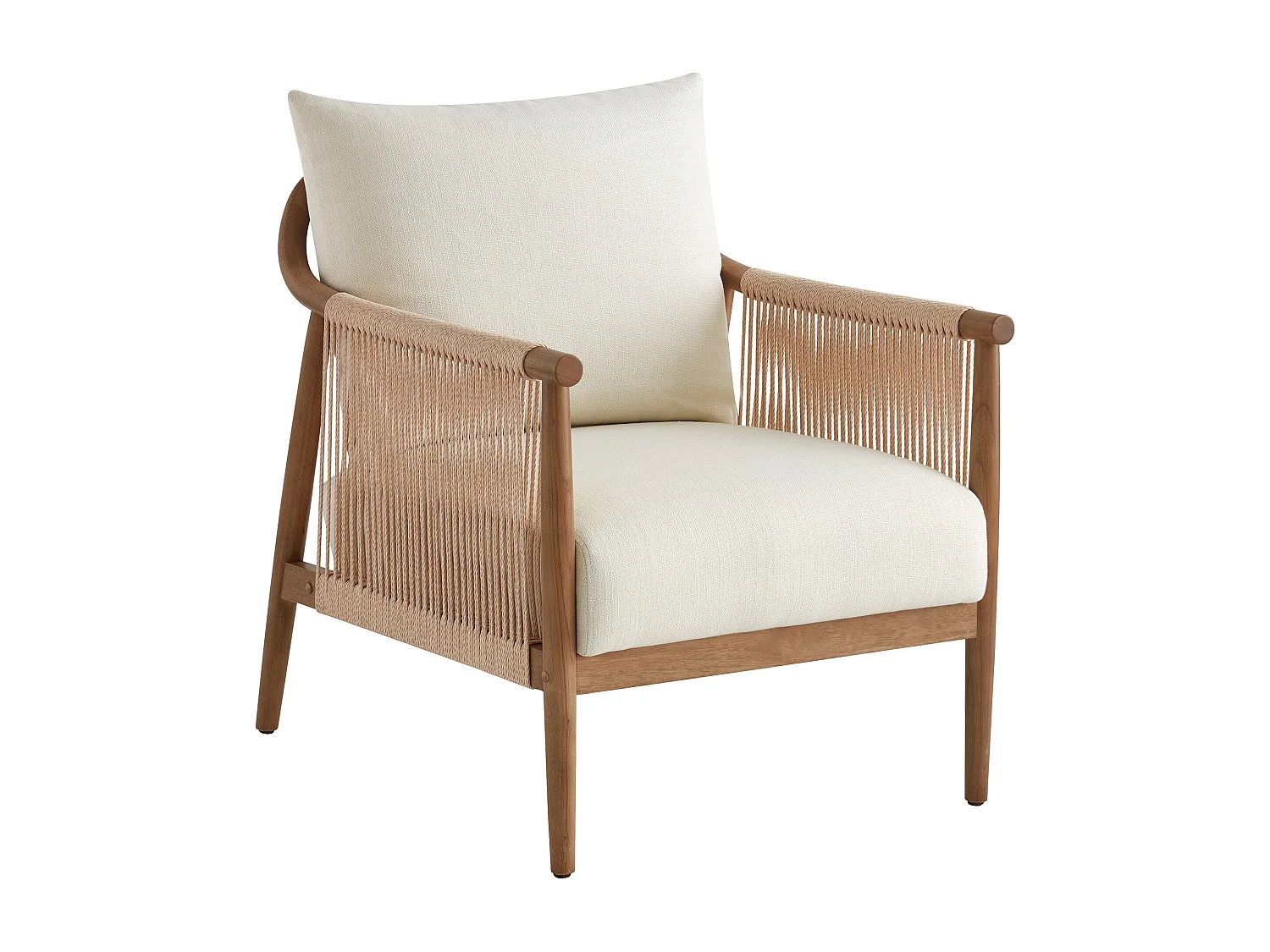 Fauteuil – Style bohème – Accoudoirs en bois massif – Modèle moderne – Pour salon et chambre