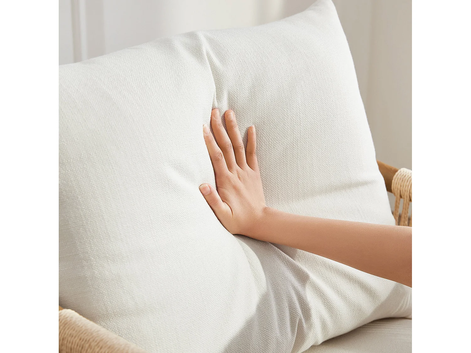 Fauteuil – Style bohème – Accoudoirs en bois massif – Modèle moderne – Pour salon et chambre