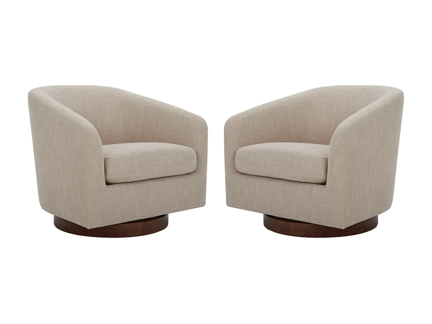 Lot De 2 Fauteuils Pivotants CHITA, Sièges Baquet Rembourrés En Tissu Certifié FSC, Pour Salon-Beige