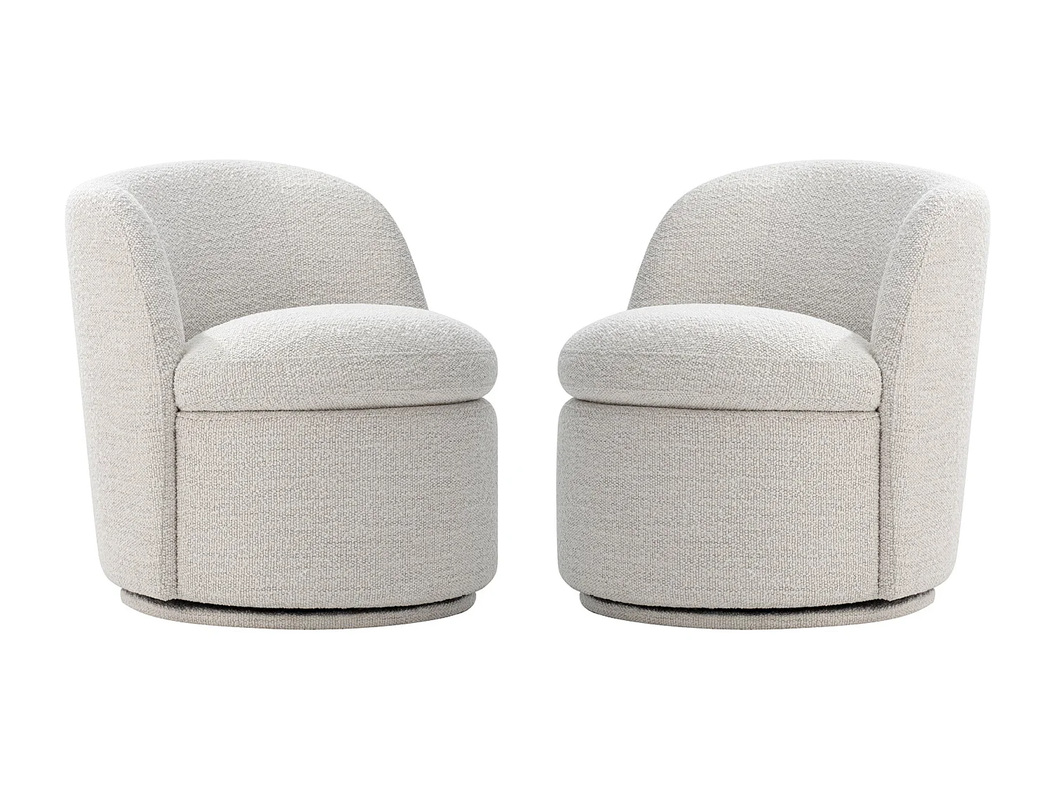 Lot De 2 Fauteuils Baquet Pivotants CHITA, Sièges Rembourrés Confortables En Fausse Angora Certifié FSC, Pour Salon-Blanc