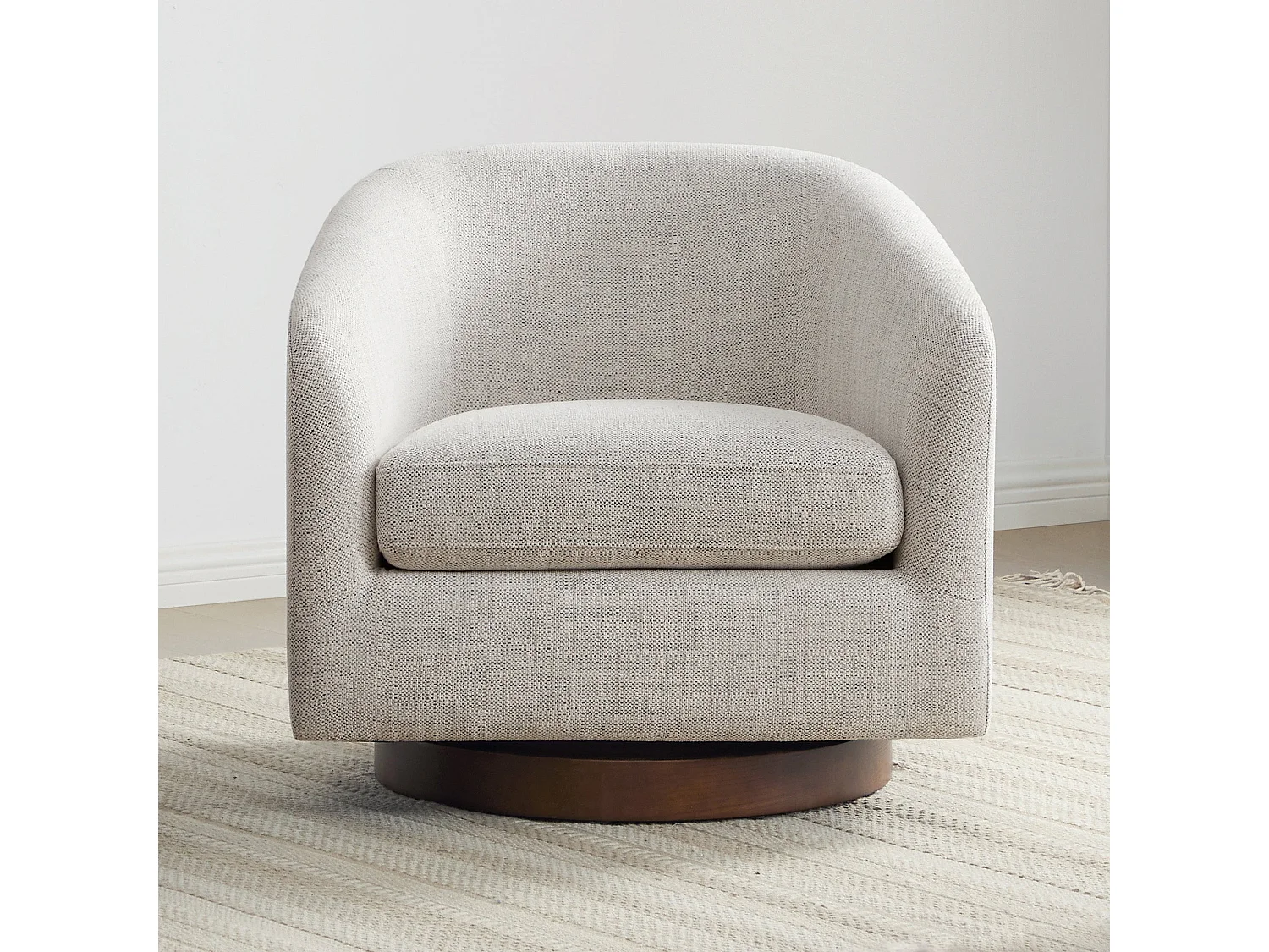 Fauteuil Pivotant CHITA, Siège Baquet Rembourré En Tissu Certifié FSC, Pour Salon-Blanc