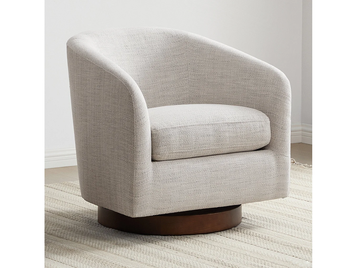Fauteuil Pivotant CHITA, Siège Baquet Rembourré En Tissu Certifié FSC, Pour Salon-Blanc