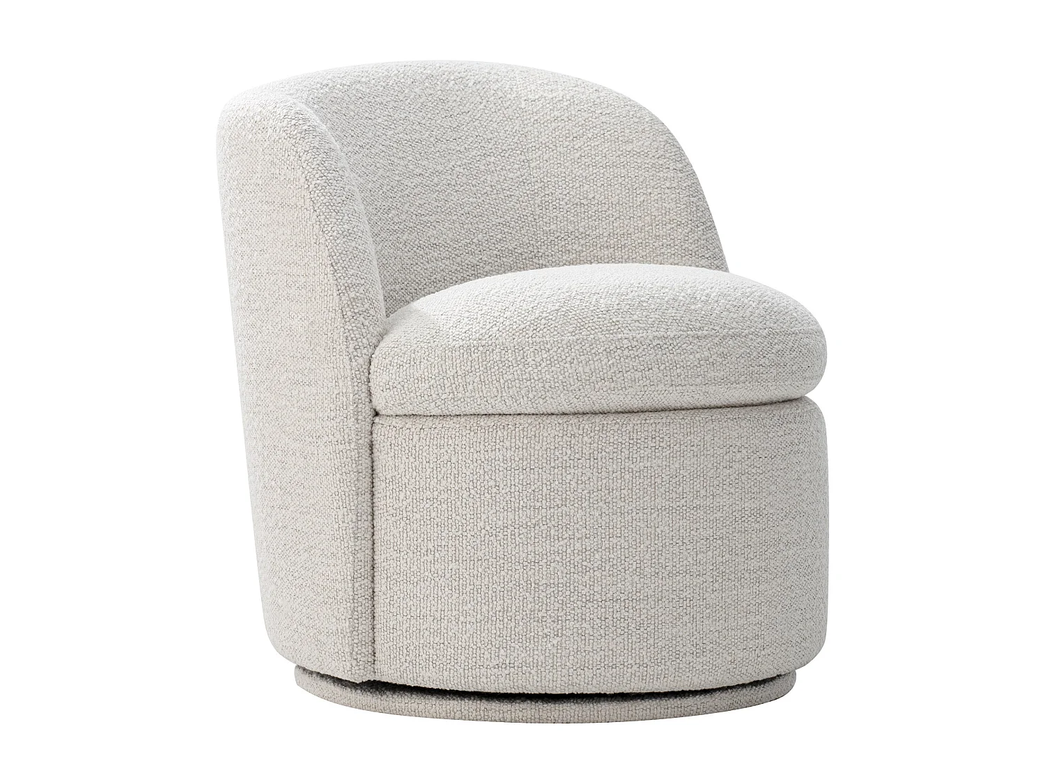 Fauteuil Baquet Pivotant CHITA, Siège Rembourré Confortable En Fausse Angora Certifié FSC, Pour Salon-Blanc