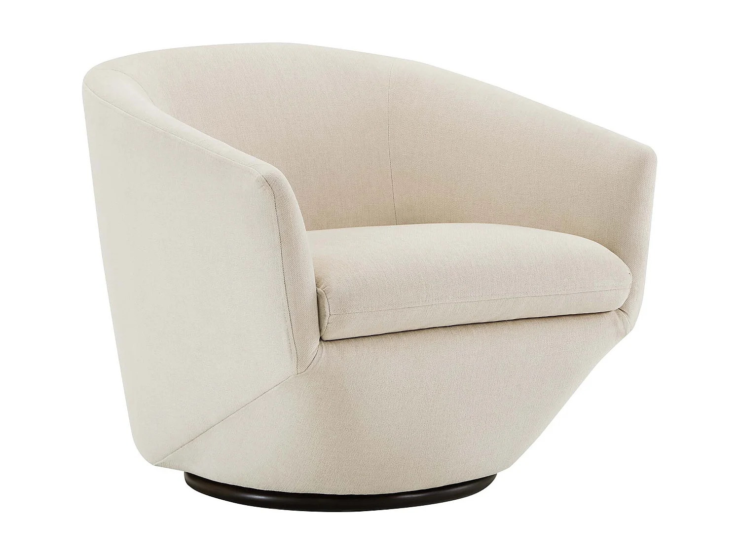 Fauteuil Pivotant CHITA, Tissu Velours, Pour Salon, Fauteuil Rond Avec Base Métallique-Blanc