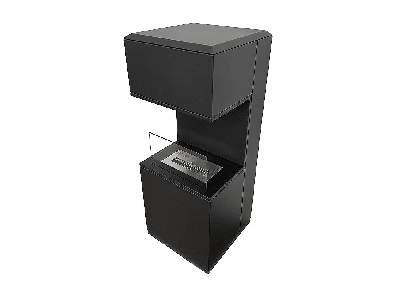 Oslo bio-ethanolhaard, vrijstaande biohaard in zwart staal, L38xD38xH100