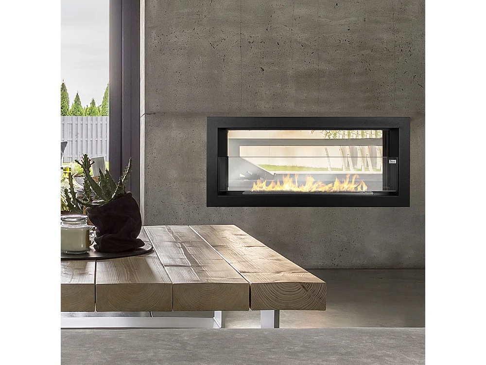 Inbouw bio-ethanolhaard, dubbelzijdig, 90x40 cm, MONTEFALCO 90