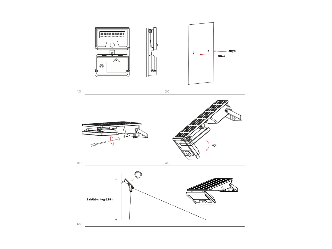 Sky Solar Sensor - Solar LED-lamp met bewegings- en schemersensor, 8W, 1600lm, 4000K, IP54 - Beneito Faure - Zwart