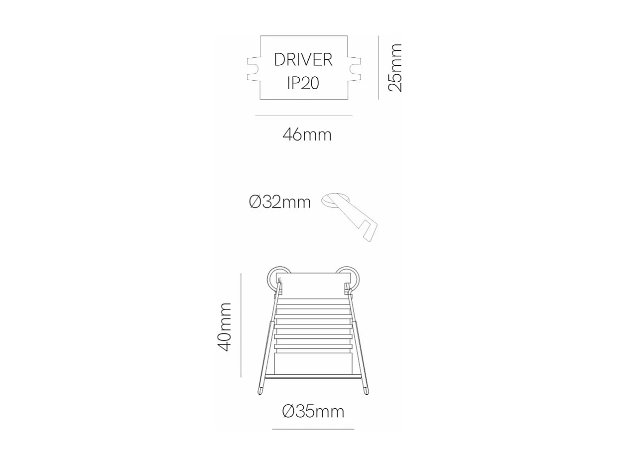 Nano Pulsar Sq Recessed - Foco empotrable para interiores de 3,5 W, haz de 30°, blanco opaco, pequeño punto de luz de 35 mm, 4000 K - Beneito & Faure