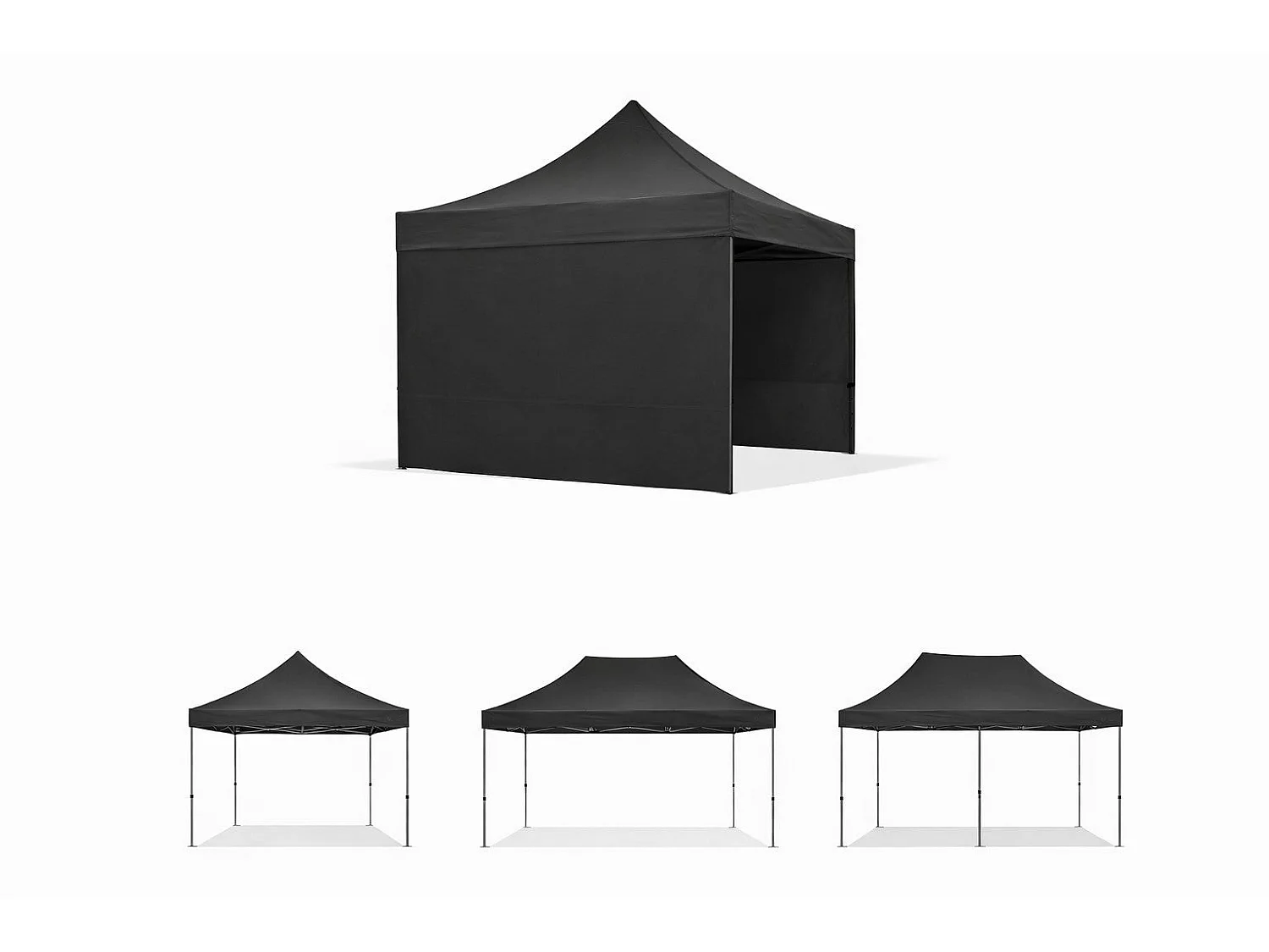 Bâche Latérale Noire Imperméable De 3X2 M Avec Porte Enroulable Pour Tonnelle Pliante