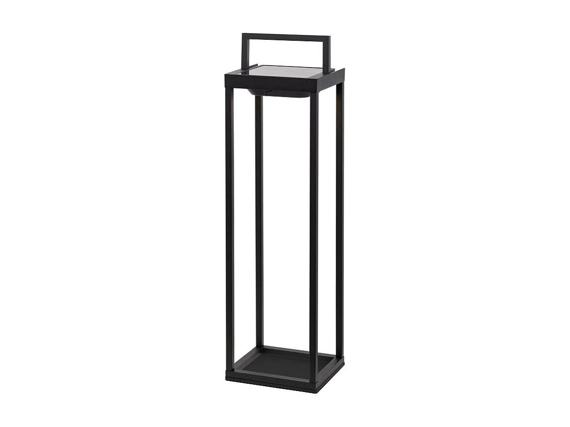 Zafferano - Farol solar para el hogar con 2 LED, 56,4 cm, 2 W, para pared y mesa, con batería y sensor crepuscular, color negro