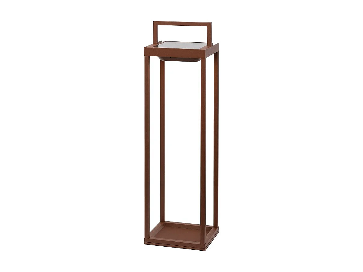 Zafferano - Home solar 2 LED lantaarn 56,4cm - 2W wand- en tafellamp met batterij en schemersensor - Cortenstaal