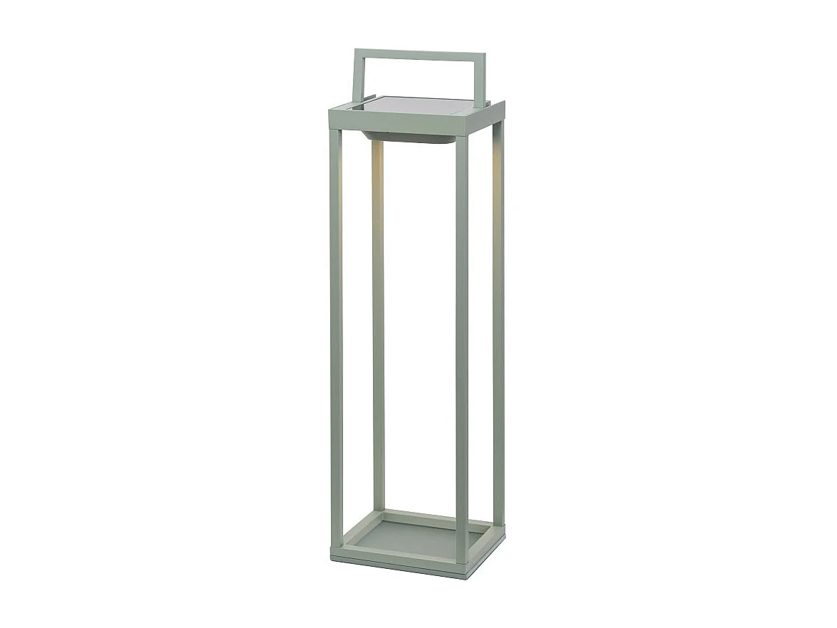 Zafferano - Home Solar 2 LED-lantaarn, 56,4 cm - 2W batterijgevoede wand- en tafellamp met schemersensor - Saliegroen