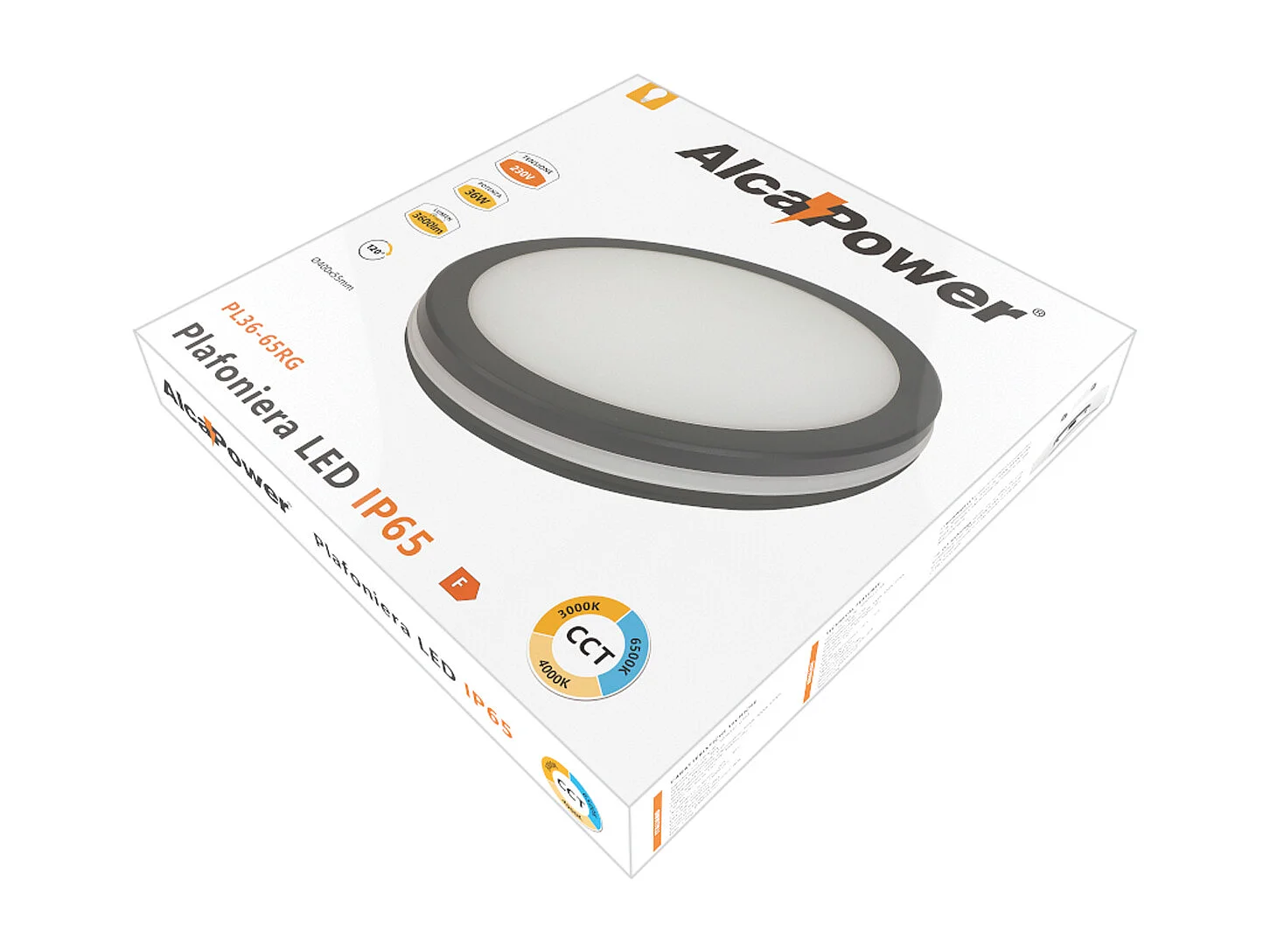 Alcapower LED-Deckenleuchte Rund 36W 3600lm IP54 IK08 CCT Wählbar 3000K 4000K 6500K Grau - Professionelle hocheffiziente Lösung