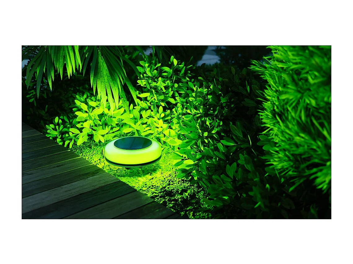 Twist - 1W buitenzonnelamp LED met spike 2700K/RGB, IP54, 180° hoek, klasse III, zwart ABS - Beneito Faure