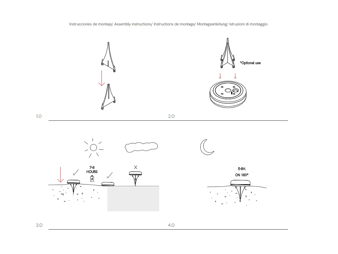 Twist - 1W buitenzonnelamp LED met spike 2700K/RGB, IP54, 180° hoek, klasse III, zwart ABS - Beneito Faure