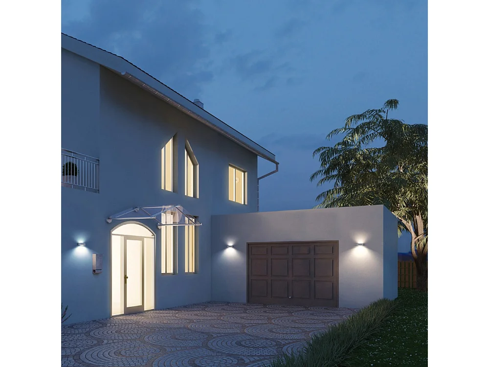 Alcapower 700lm IP65 tweerichtingszonne-LED-wandlamp met schemersensor - 4000K