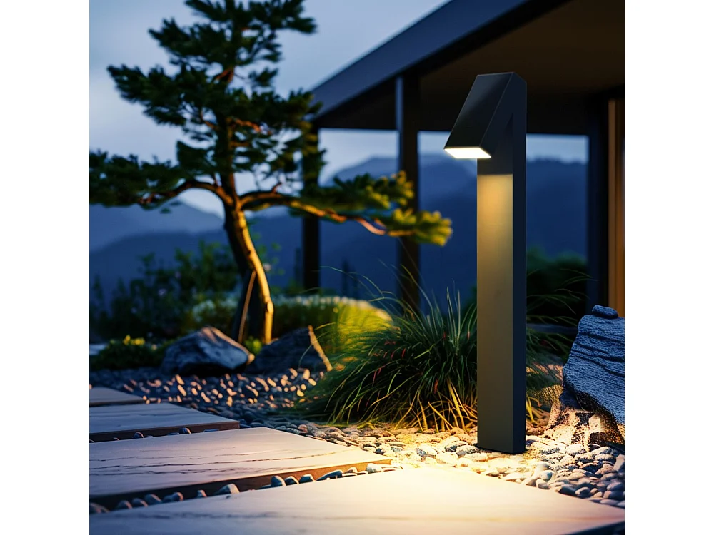 Luz LED solar para jardín, 500 lm, IP65, con poste y sensor crepuscular (3000 K)