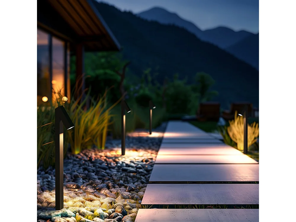 Luz LED solar para jardín, 500 lm, IP65, con poste y sensor crepuscular (3000 K)