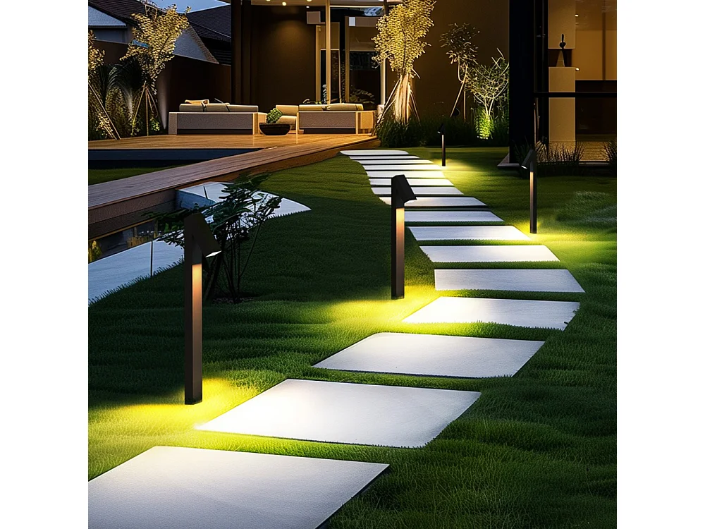 Luz LED solar para jardín, 500 lm, IP65, con poste y sensor crepuscular (3000 K)