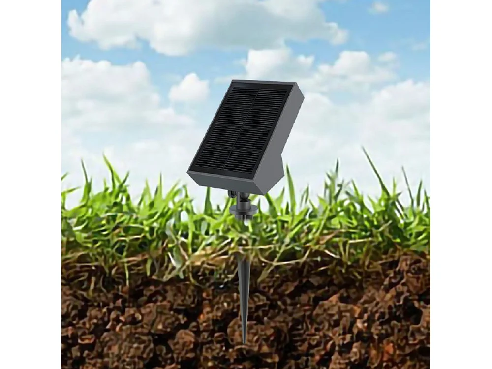 Foco LED solar para jardín, 500 lm, IP65, con pincho y sensor crepuscular (3000 K)