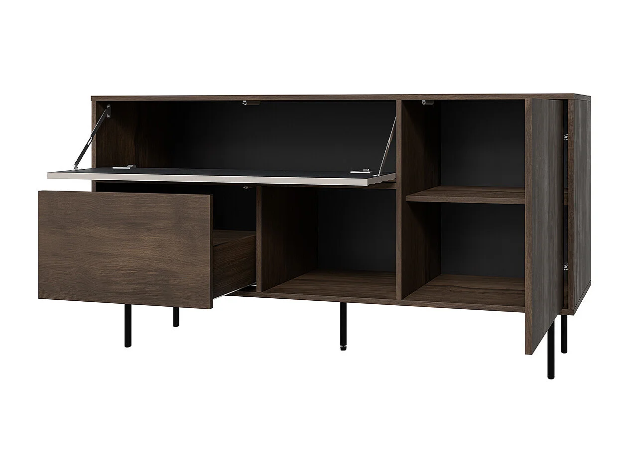 Buffet 2 portes 1 tiroir Astra Bois foncé et Cachemire