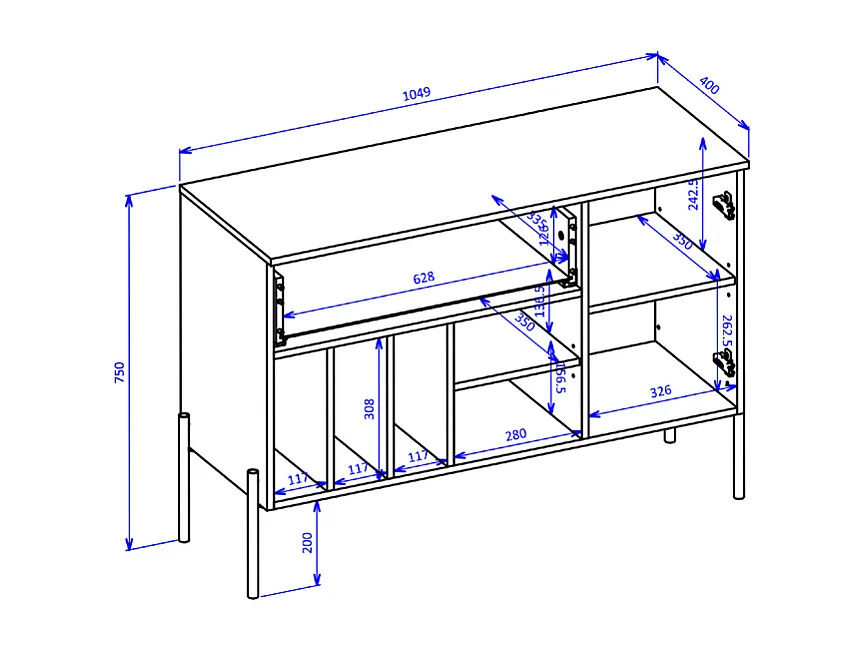 Buffet 1 porte 1 tiroir Lucilla Bois