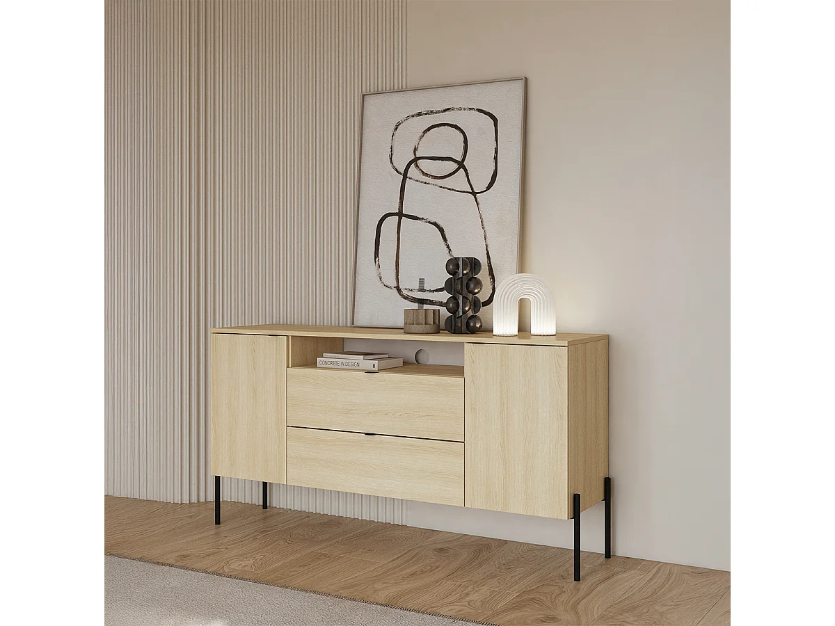 Buffet 2 portes 2 tiroirs Lucilla Bois