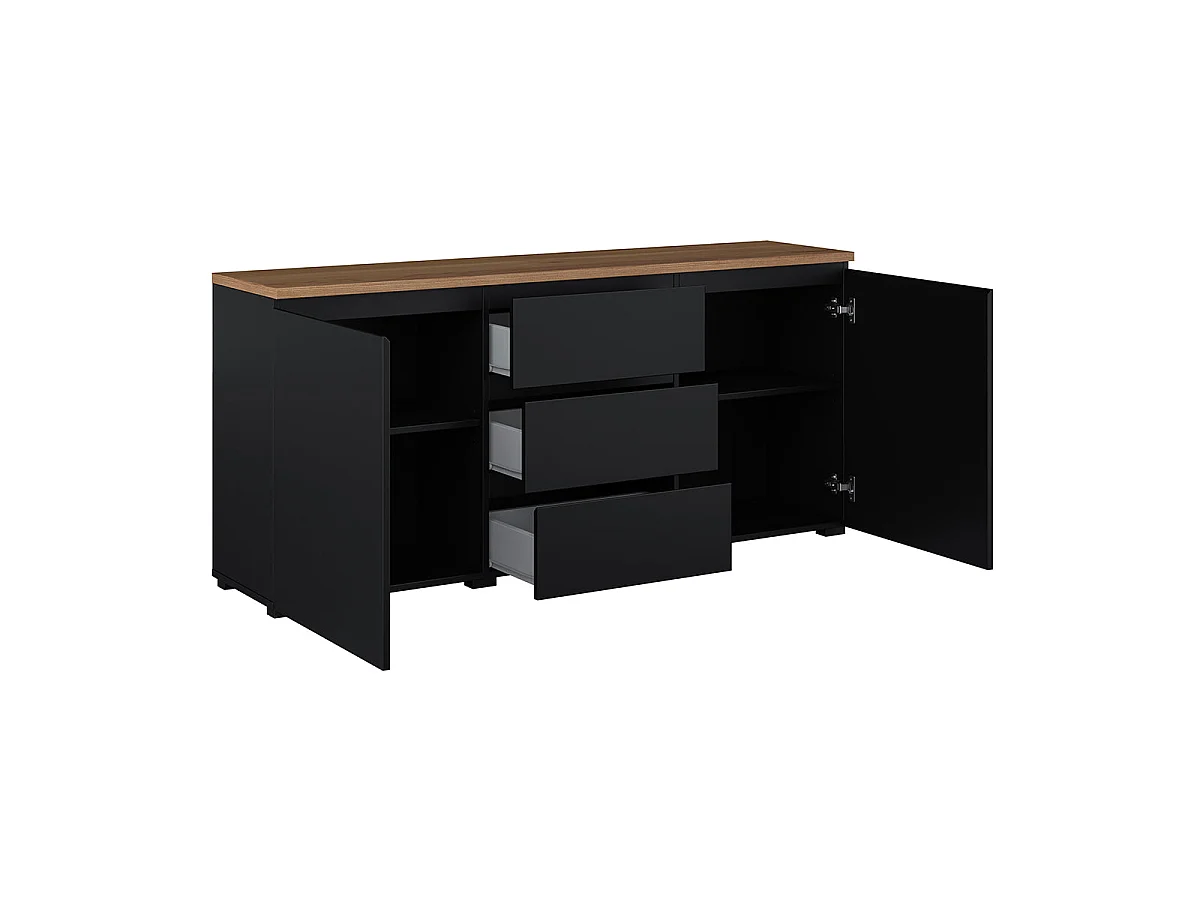 Liko Black and Wood 2-door 3-drawer sideboard