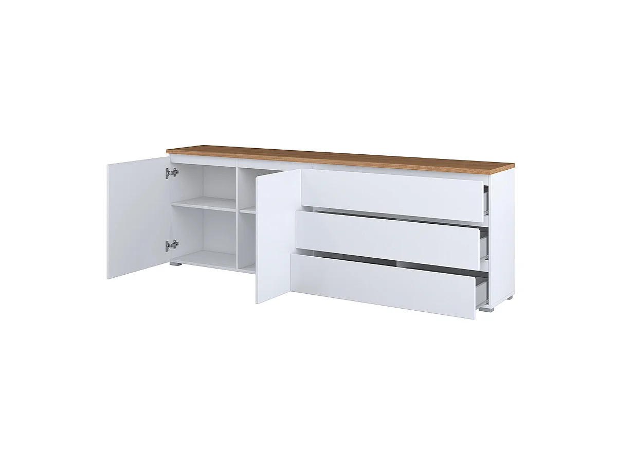 Liko White and Wood 2-door 3-drawer long sideboard