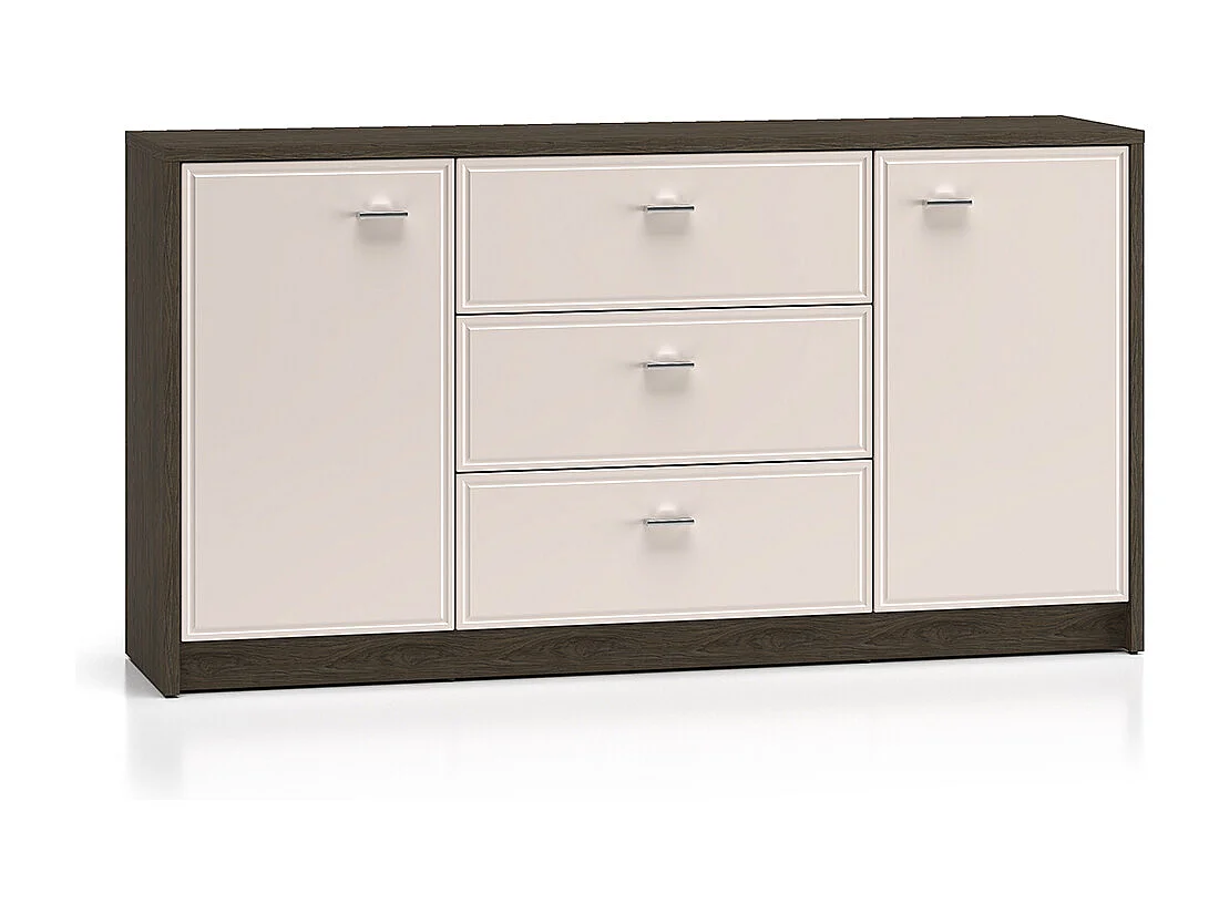 Buffet 2 portes 3 tiroirs Kaius Cachemire et Bois foncé