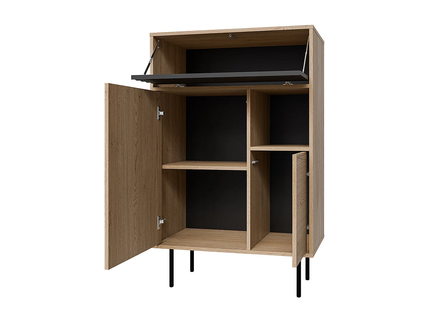 Buffet haut 3 portes Astra Bois et Noir