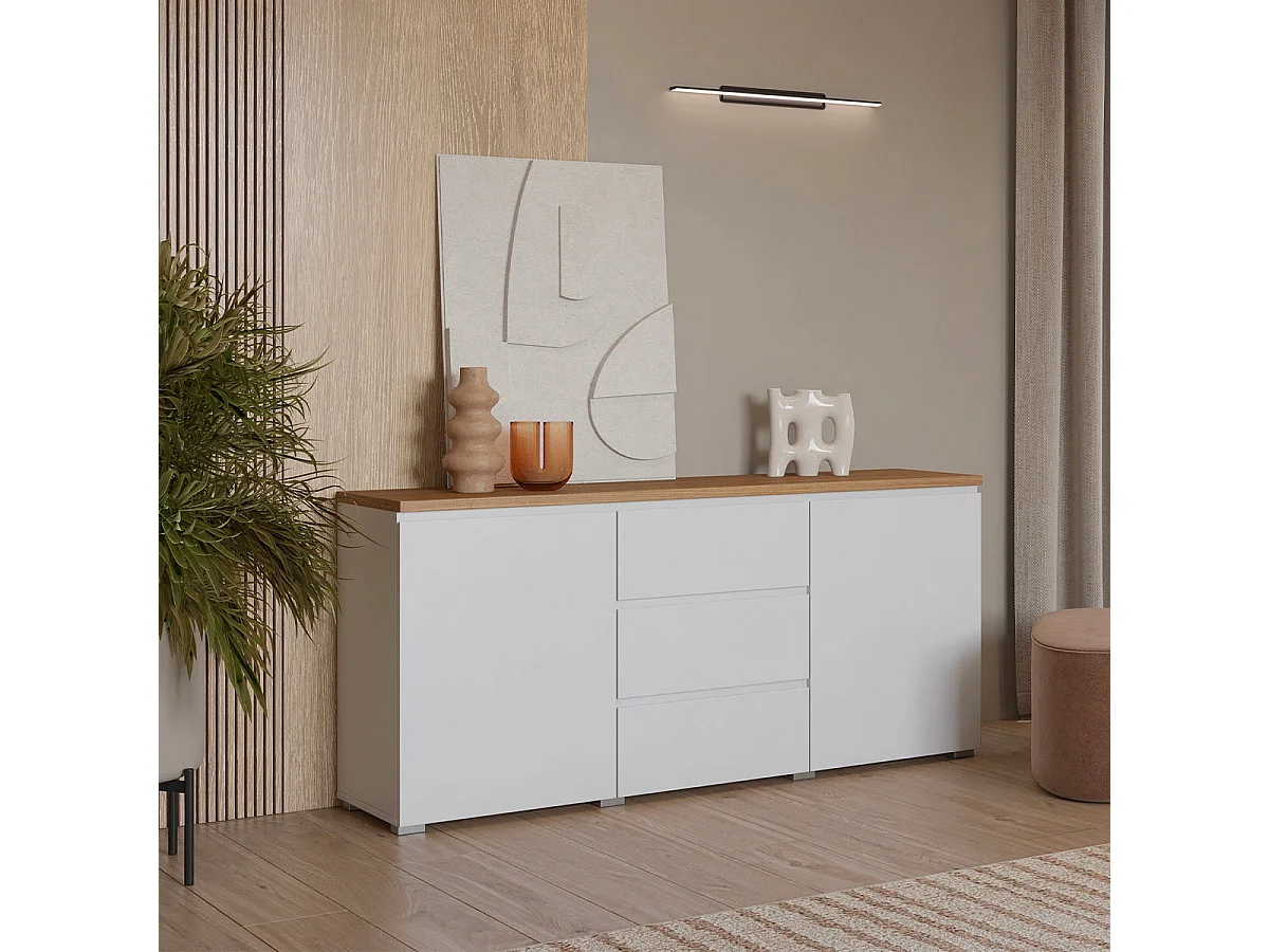 Liko White and Wood 2-door 3-drawer sideboard