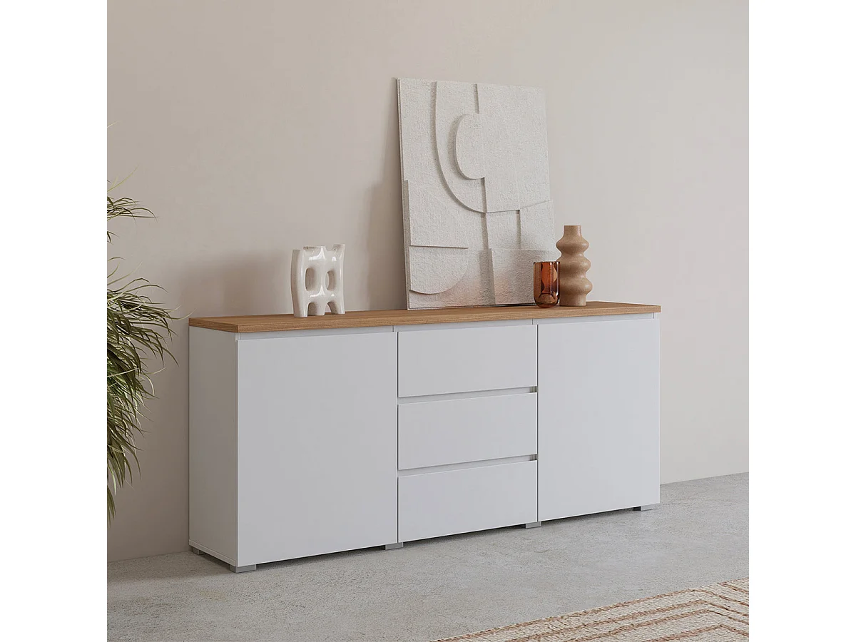 Liko White and Wood 2-door 3-drawer sideboard