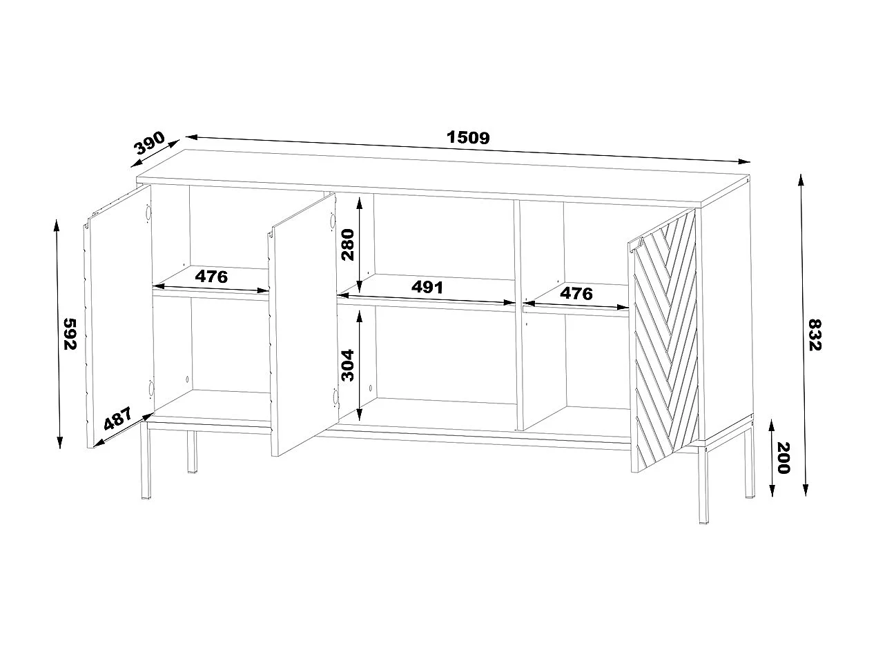 Buffet 3 portes Daria Cachemire