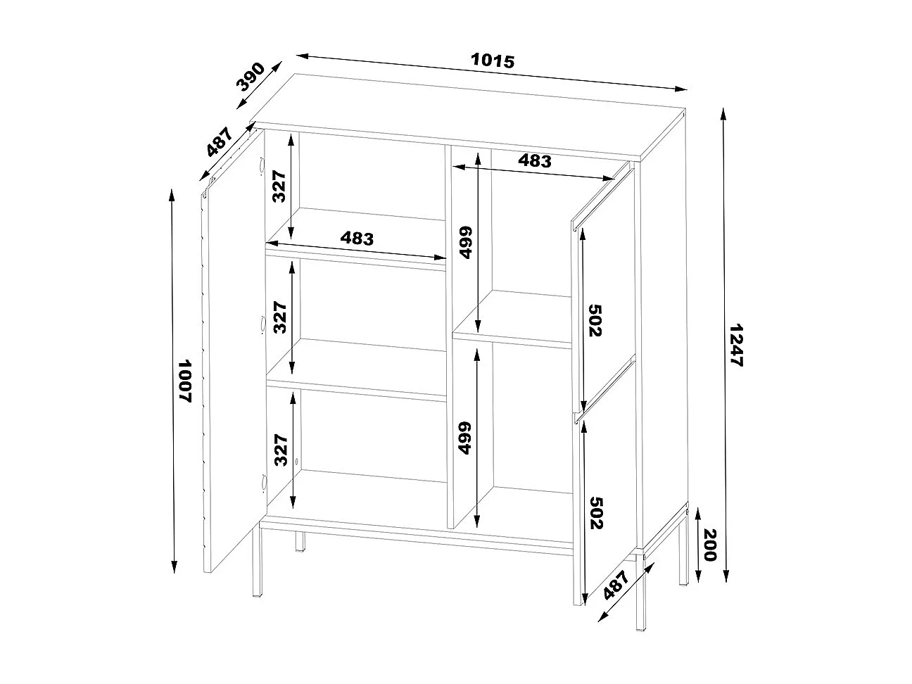 Buffet haut 3 portes Daria Blanc