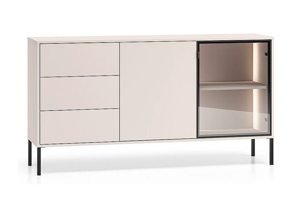 Buffet 2 portes 3 tiroirs Paige Cachemire et Noir